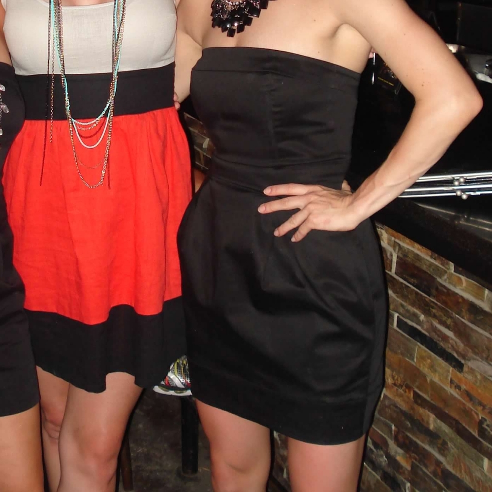 French Connection black strapless cocktail mini dress